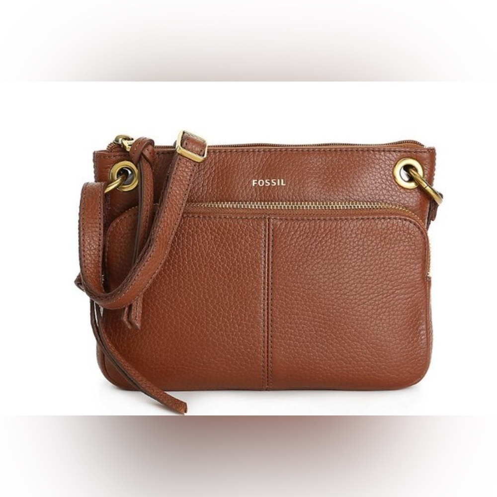 FOSSIL Karli Crossbody Pebbled Leather Medium Brown Bag